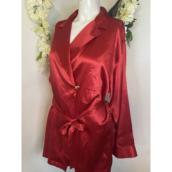 Vintage Marilyn Monroe By Warners 100% Silk Red Robe Pajama Women's‎ Medium NWOT - Picture 2 of 16